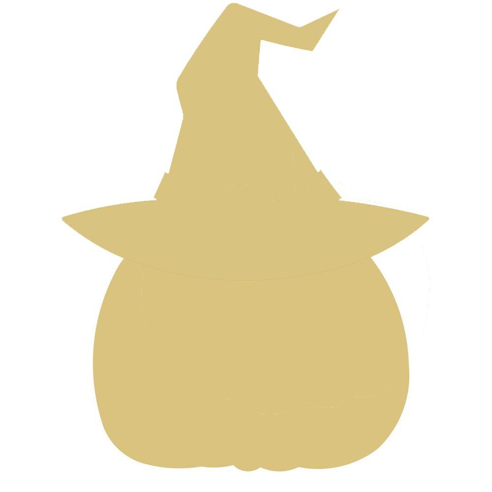 Basic Shape Witch Pumpkin MDF Cutout With Hat Silhouette - Unfinished For DIY