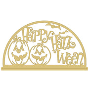 Design By Line Arch MDF Cutout Happy Halloween With Pumpkins Under Arch - Unfinished For DIY