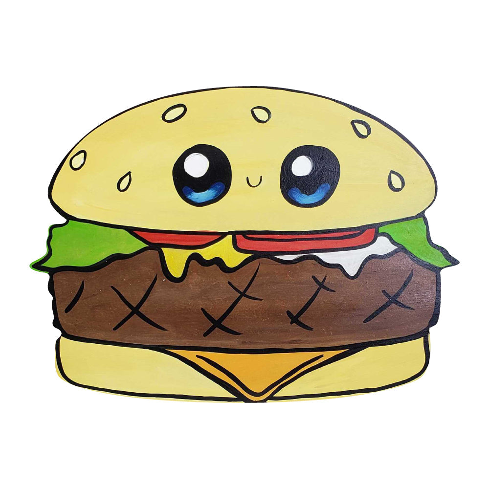 Basic Shape Hamburger MDF Cutout Silhouette - Unfinished For DIY