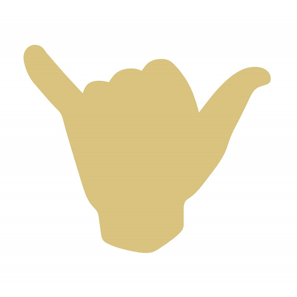 Basic Shape Shaka Hand Sign MDF Cutout Silhouette - Unfinished For DIY