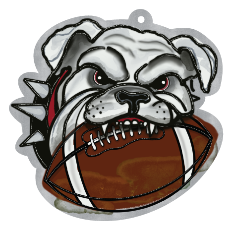 HARLEE ALSTON ORIGINALS BULLDOG WITH A FOOTBALL IN ITS MOUTH