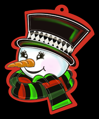 HARLEE ALSTON ORIGINALS SNOWMAN WITH RED AND GREEN SCARF