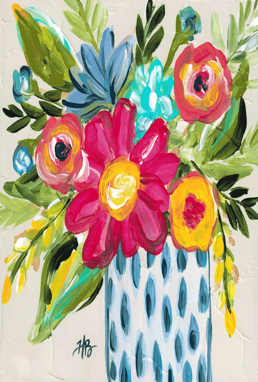 HALEY B DESIGNS COLORFUL FLOWERS IN POT