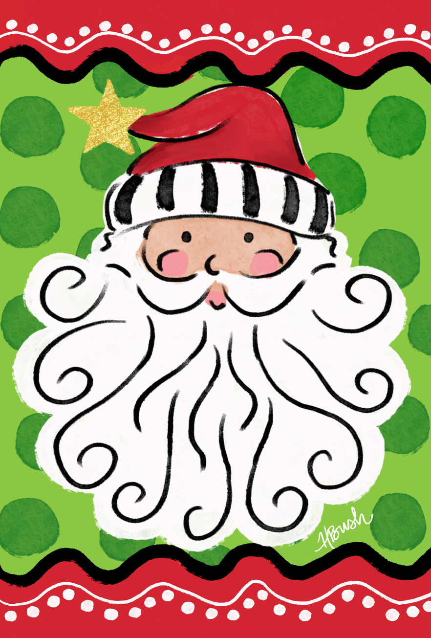 HALEY B DESIGNS  GREEN RED SANTA CLAUSE