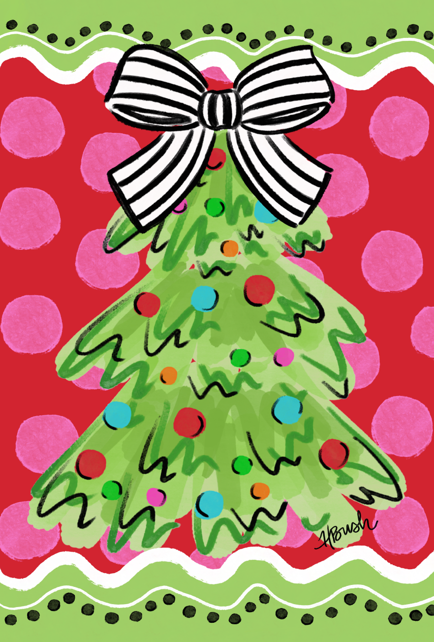 HALEY B DESIGNS RED GREEN PINK CHRISTMAS TREE
