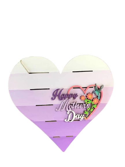 Basic Shape Heart Pallet MDF Cutout Horizontal Slat Pattern - Unfinished For DIY
