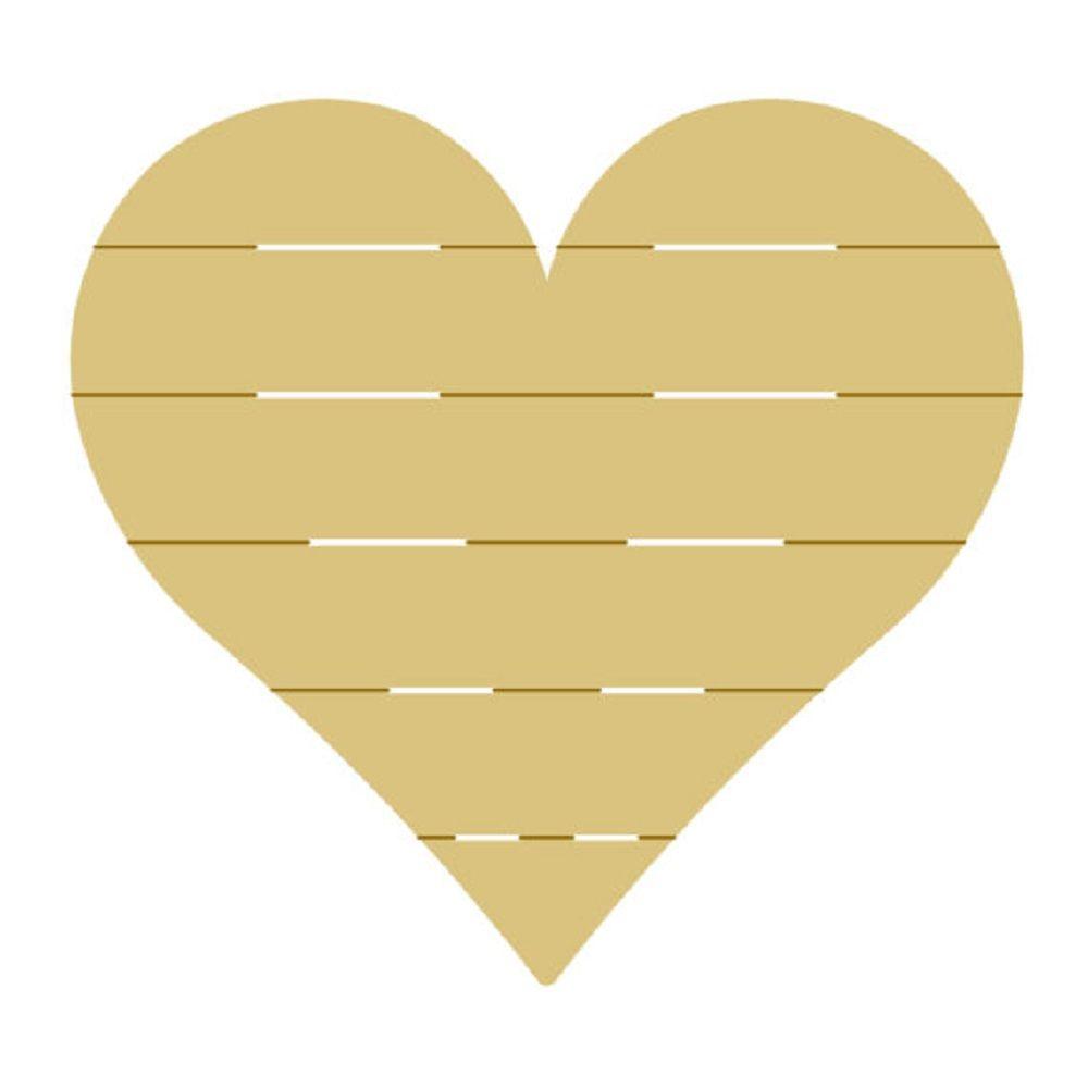 Basic Shape Heart Pallet MDF Cutout Horizontal Slat Pattern - Unfinished For DIY