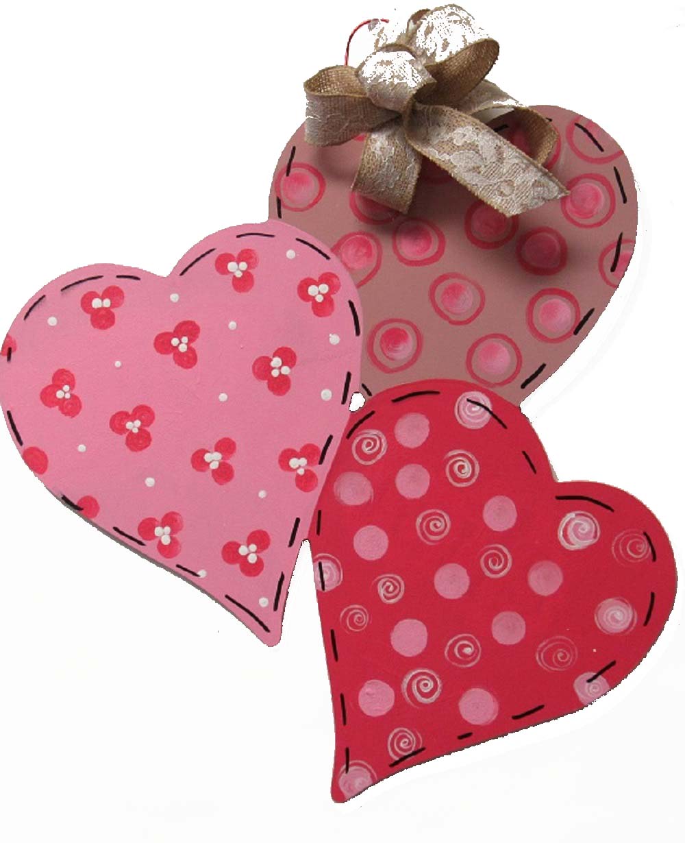 Basic Shape Heart MDF Cutout Overlapping Hearts - Unfinished For DIY