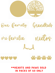 3D Round MDF Cutout Family Tree Our Family Grandkids Mi Familia Nietos - Unfinished For DIY