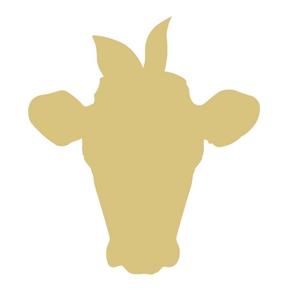 Basic Shape Heifer Head MDF Cutout Silhouette - Unfinished For DIY