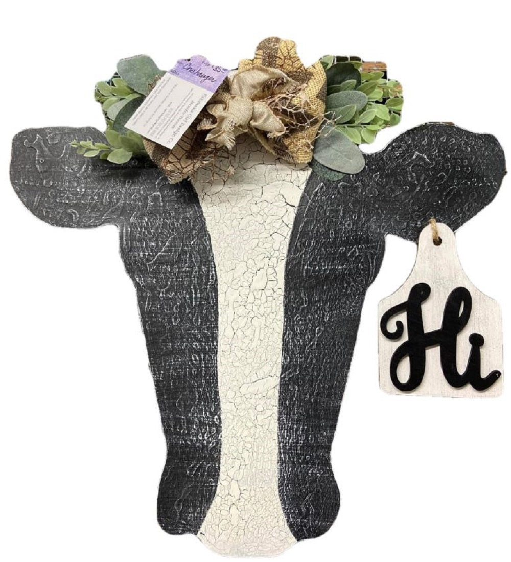 Design By Line Heifer MDF Cutout Tag in Ear Pallet Silhouette - Unfinished For DIY