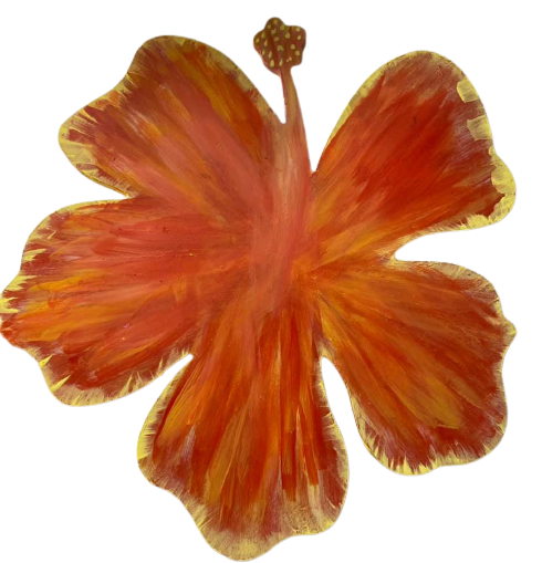 Basic Shape Hibiscus MDF Cutout Floral Silhouette Style 1 - Unfinished For DIY