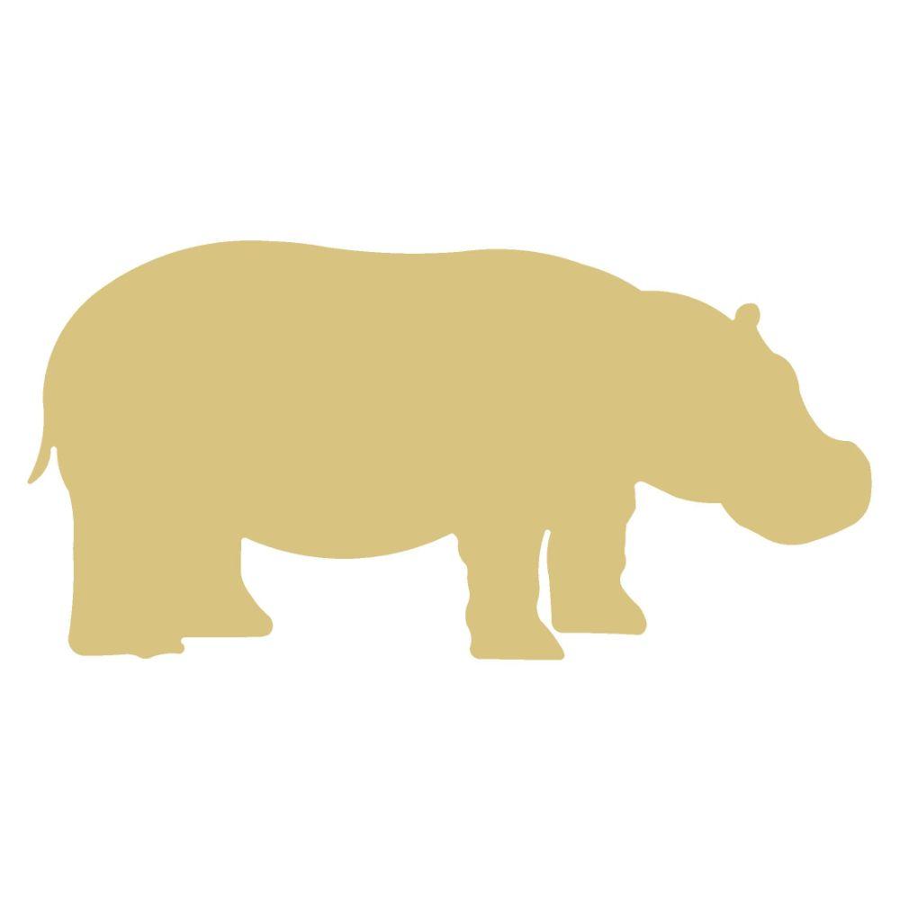 Basic Shape Hippo MDF Cutout Silhouette - Unfinished For DIY