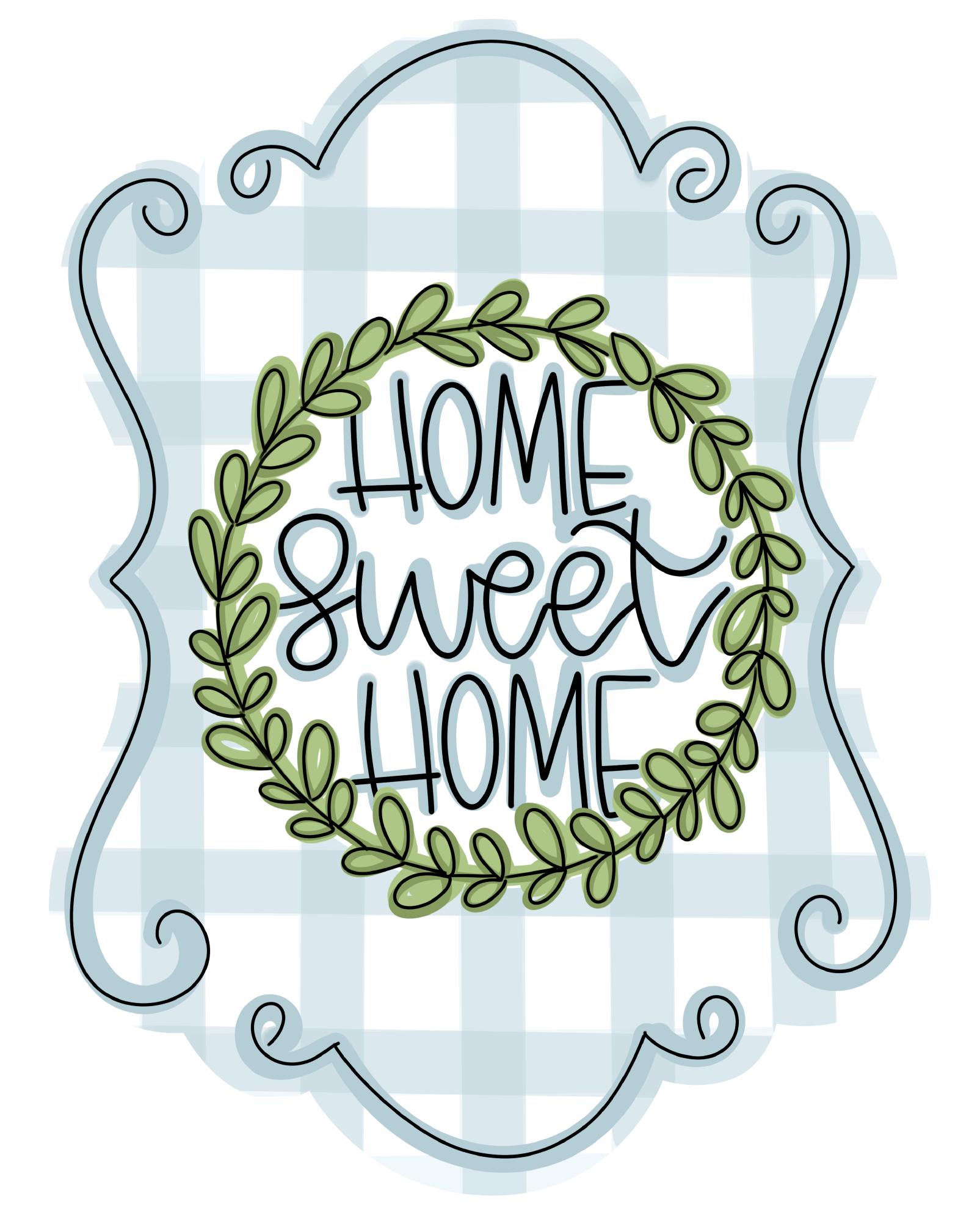 HANG IT UP CO BLUE PLAID PLAQUE HOME SWEET HOME