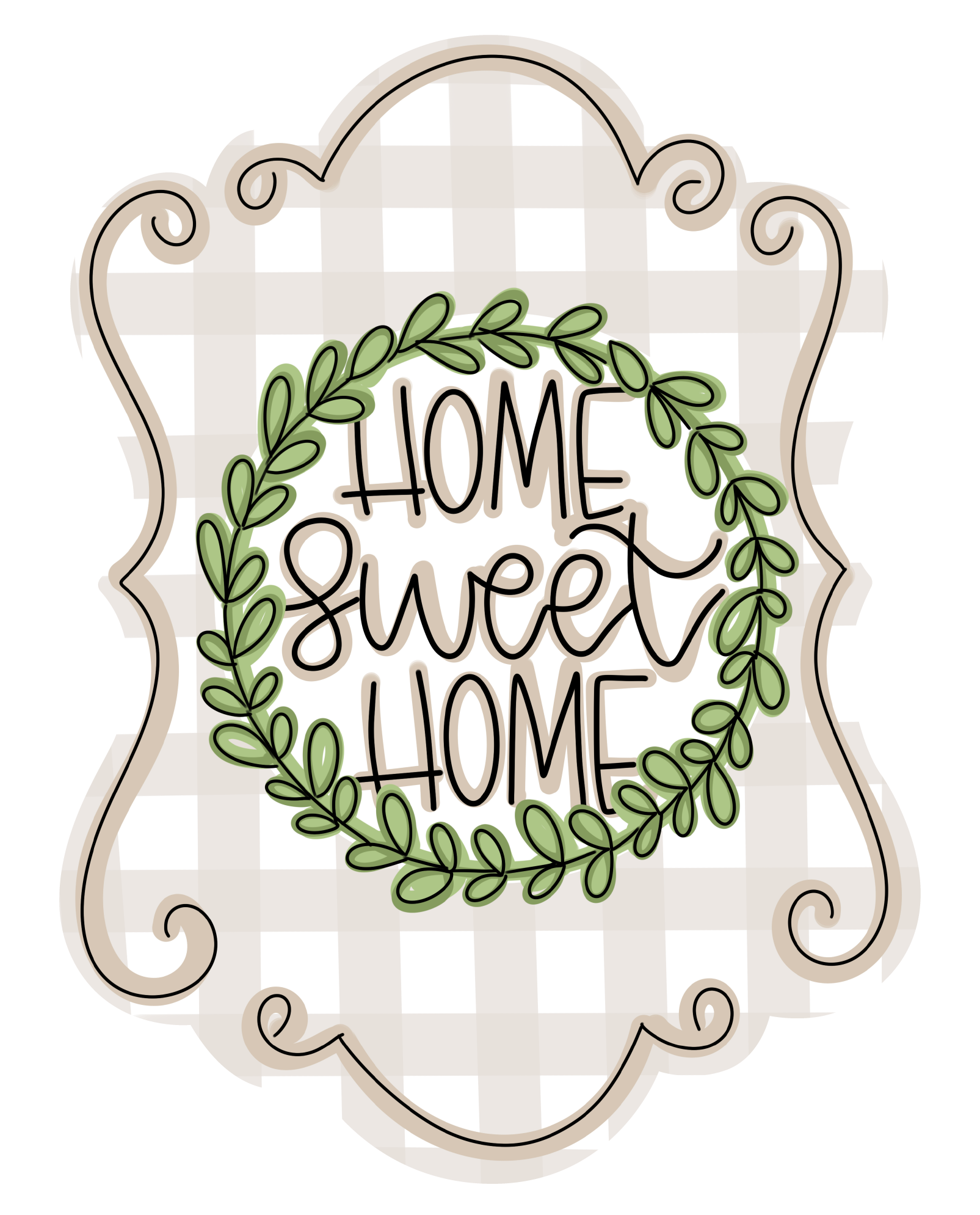 HANG IT UP CO BROWN PLAID PLAQUE HOME SWEET HOME
