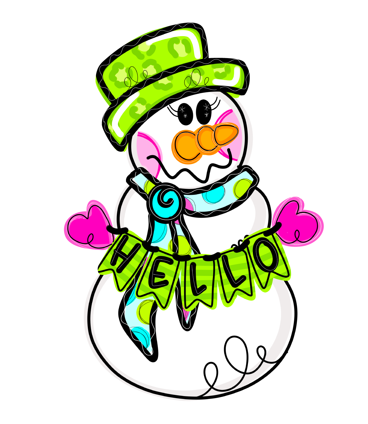 HANG IT UP CO HELLO BANNER SNOWMAN