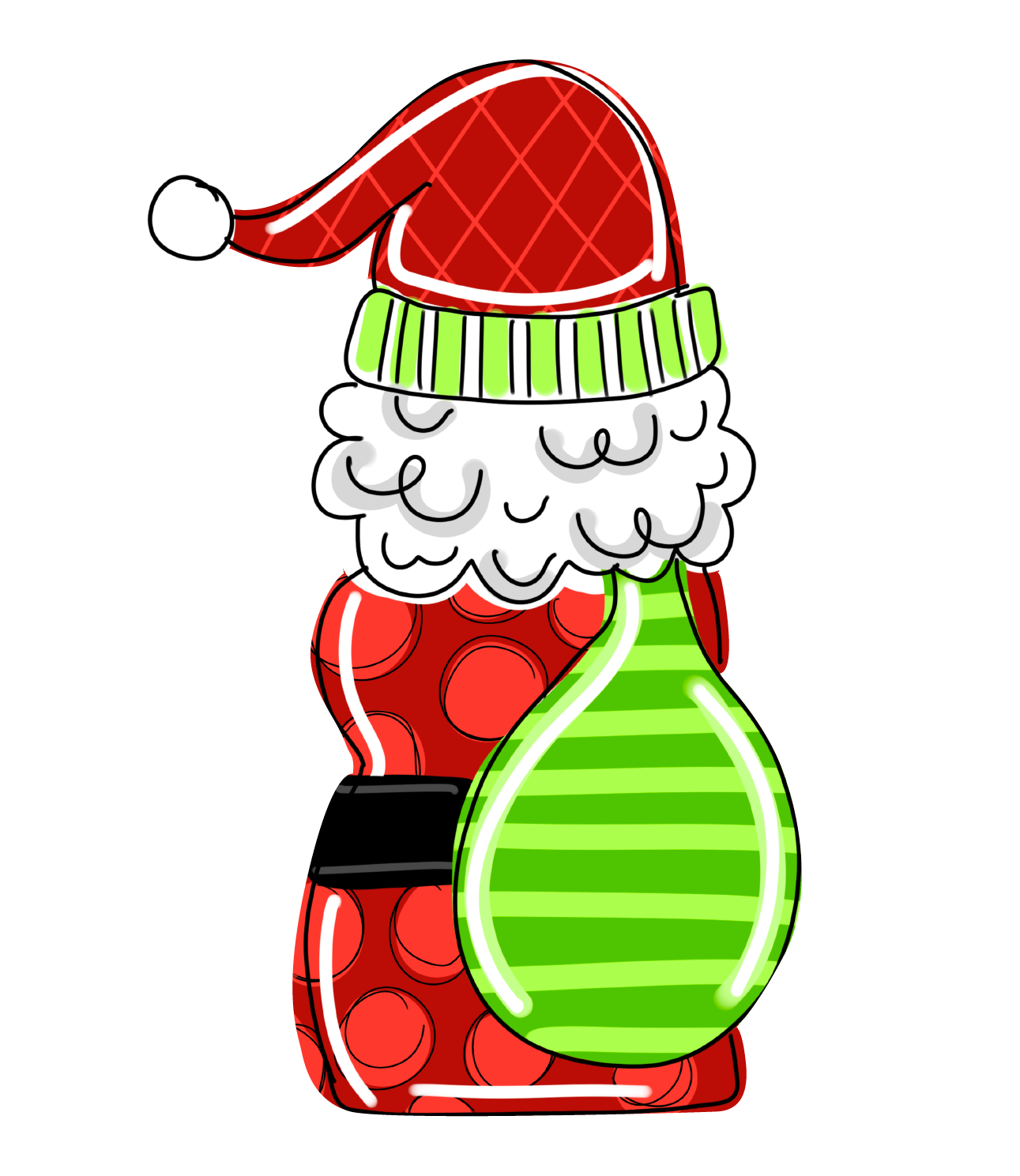 HANG IT UP CO SANTA WITH GREEN STRIPED BAG