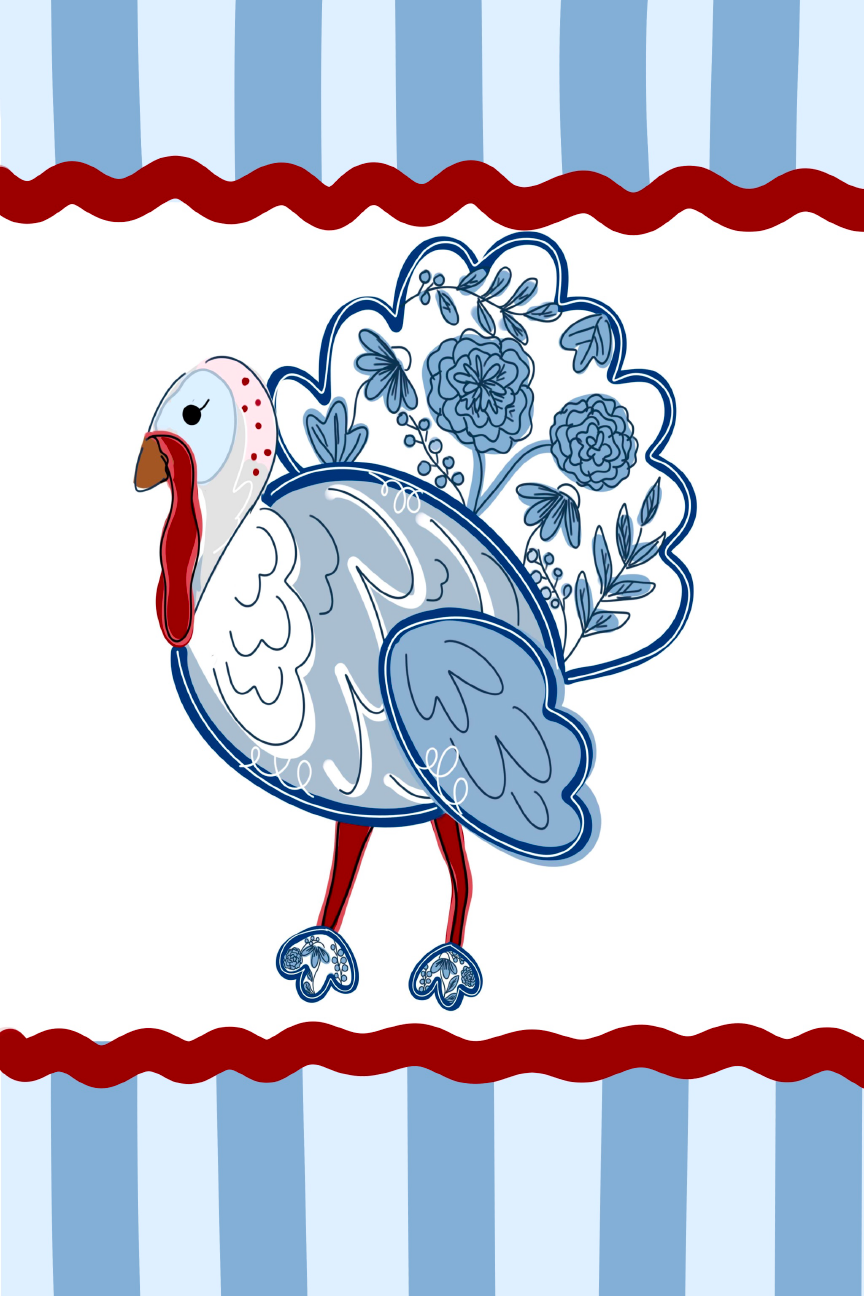 HANG IT UP CO TURKEY WITH RED WAVY LINES