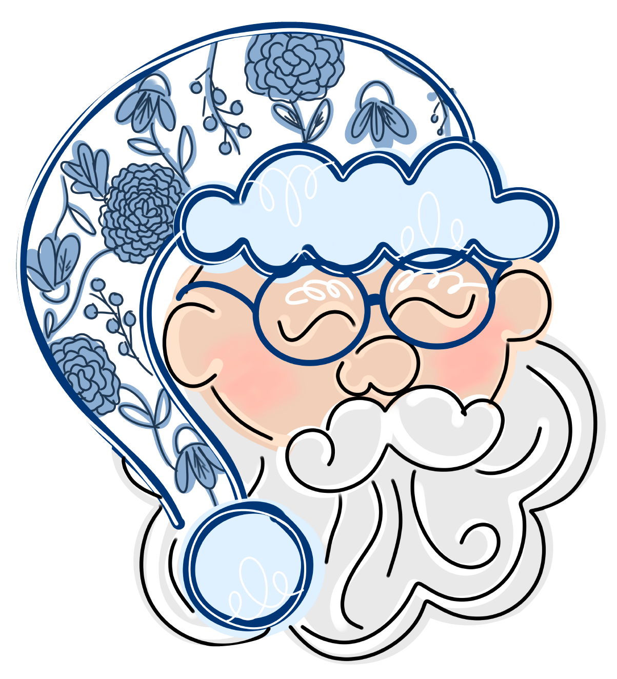 HANG IT UP CO BLUE AND WHITE SANTA HEAD