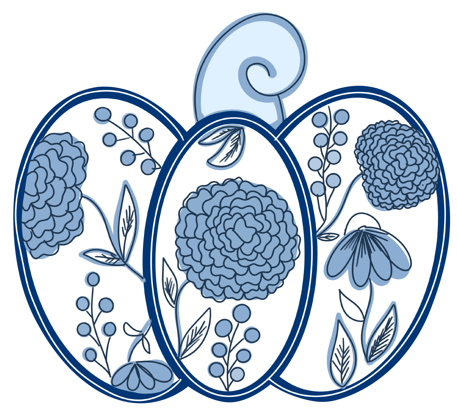 HANG IT UP CO BLUE AND WHITE PUMPKIN