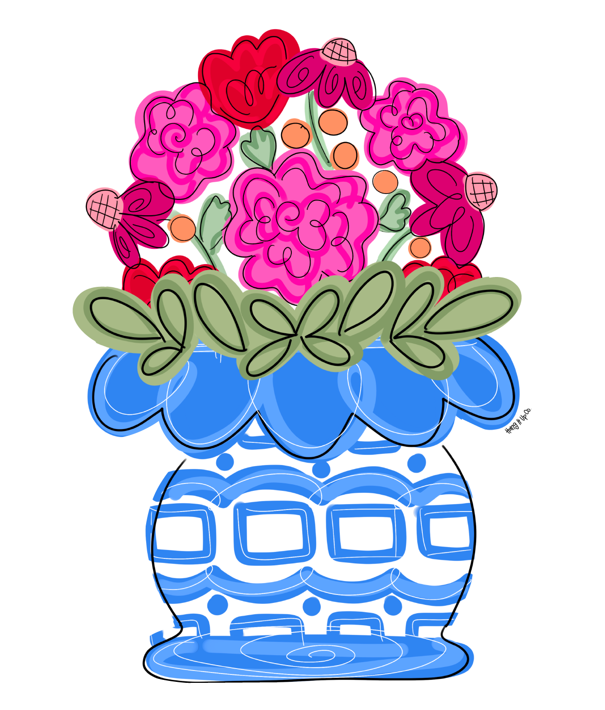 HANG IT UP CO FLOWERS IN GINGER JAR
