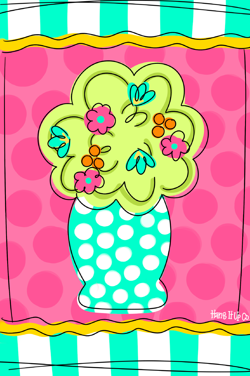 HANG IT UP CO POLKA DOT VASE WITH FLOWERS