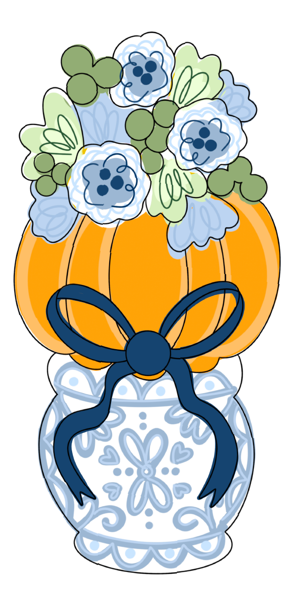 HANG IT UP CO GINGER JAR WITH FLOWERS IN PUMPKIN