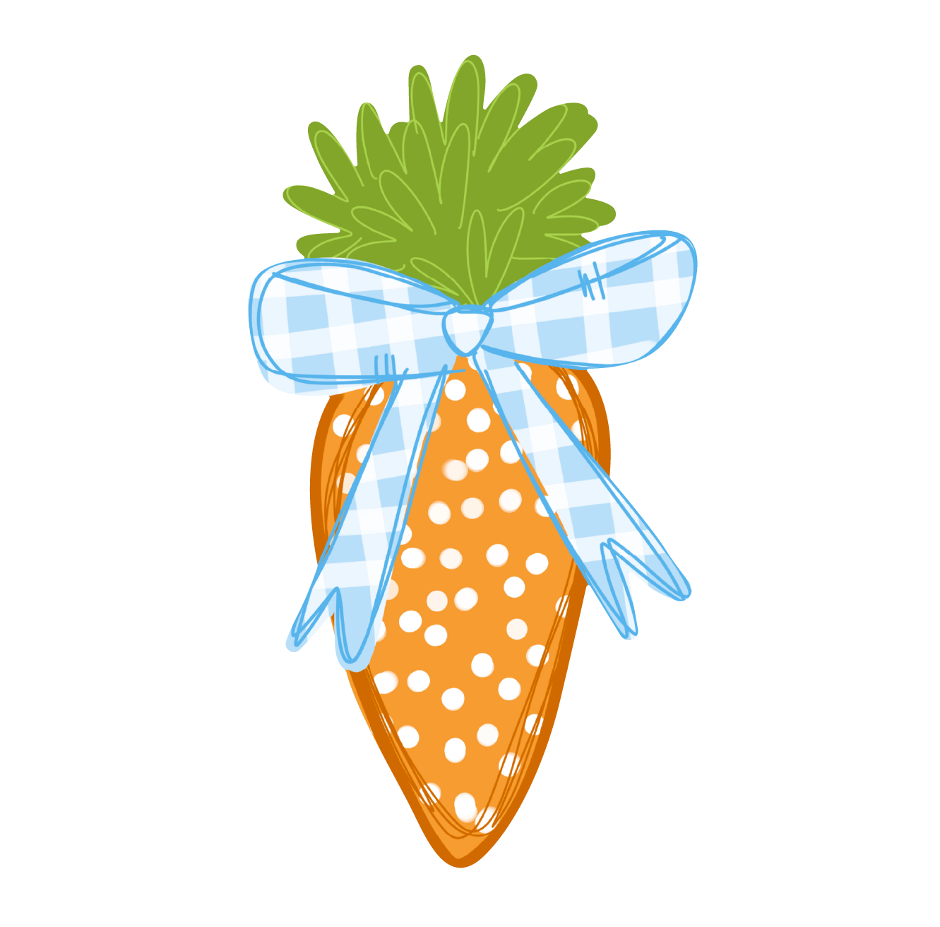 HANG IT UP CO CARROT WITH POLKA DOTS AND BLUE RIBBON