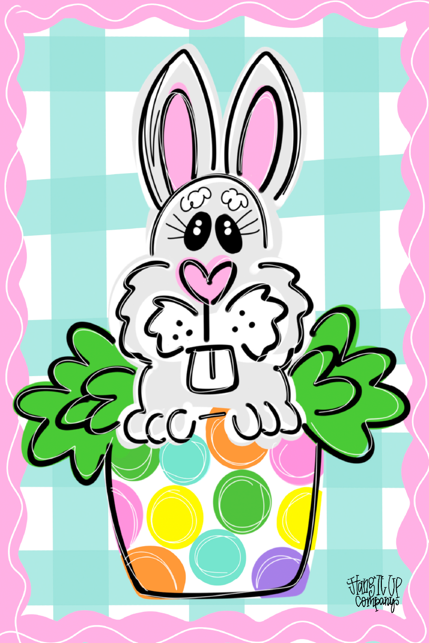 HANG IT UP CO EASTER BUNNY IN POLKA DOT VASE