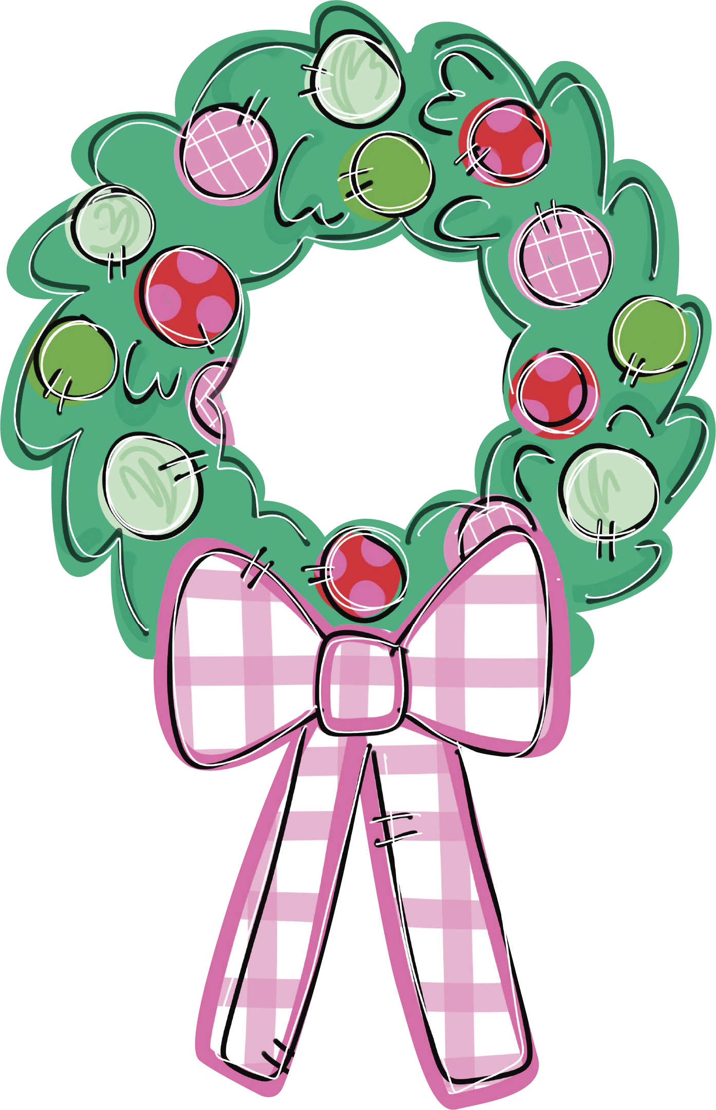 HANG IT UP CO WREATH WITH PINK PLAID RIBBON