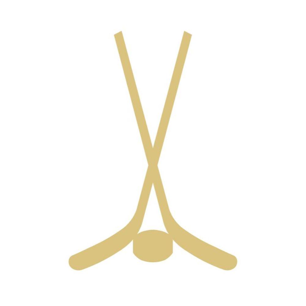 Basic Shape Crossed Hockey Sticks MDF Cutout With Puck Silhouette - Unfinished For DIY