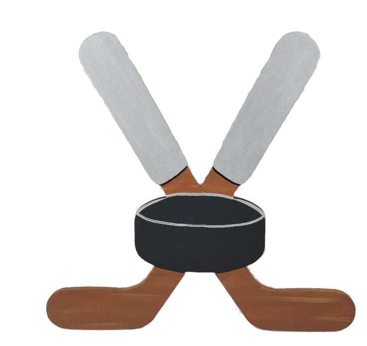 Basic Shape Offset Crossed Hockey Sticks MDF Cutout Silhouette - Unfinished For DIY