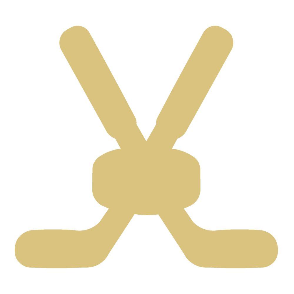 Basic Shape Offset Crossed Hockey Sticks MDF Cutout Silhouette - Unfinished For DIY