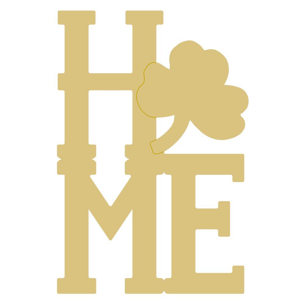 Basic Shape Home Sign MDF Cutout With Clover - Unfinished For DIY