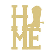 Basic Shape Home MDF Cutout HOME With Cowboy Boot - Unfinished For DIY