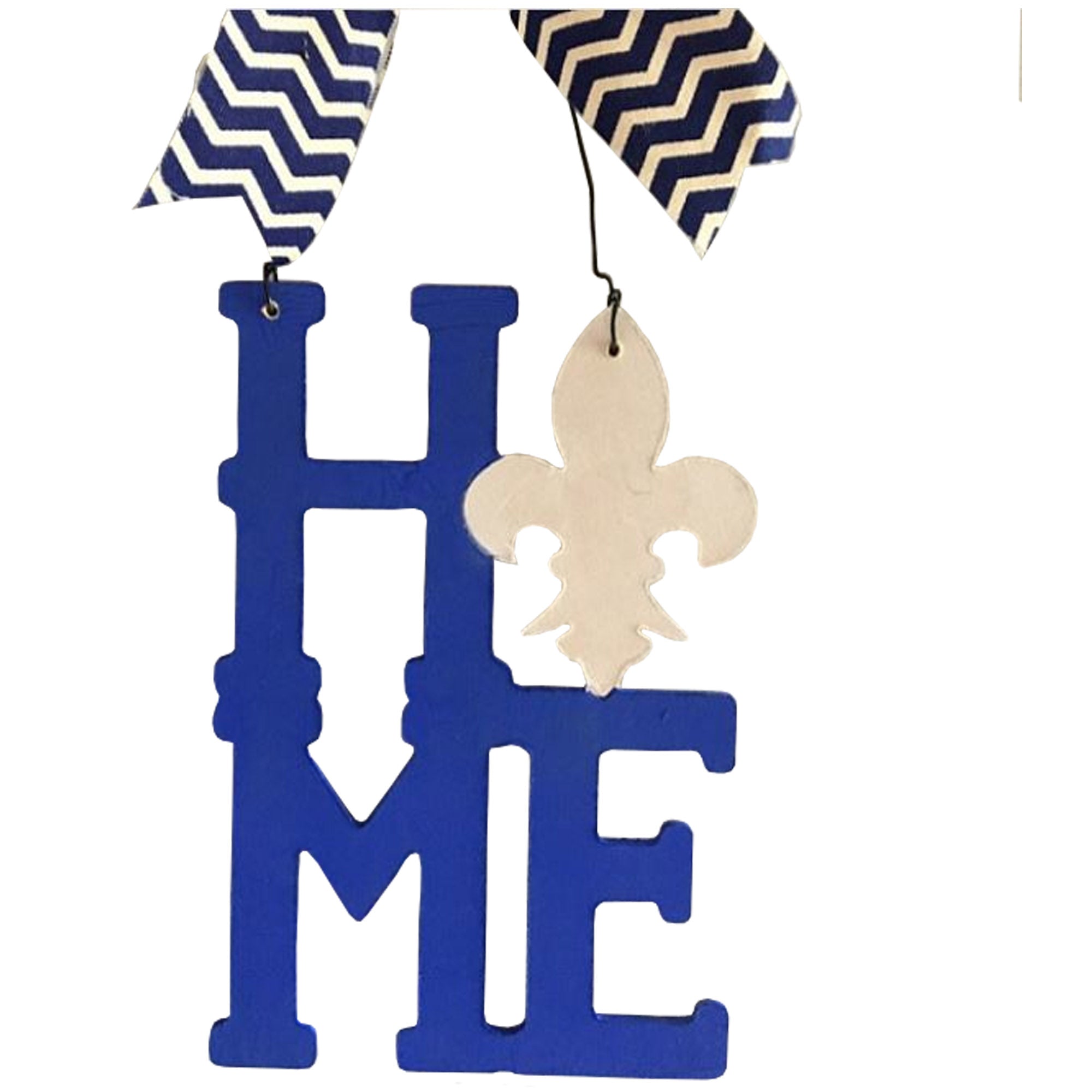 Basic Shape Monogram MDF Cutout HOME Fleur De Lis - Unfinished For DIY