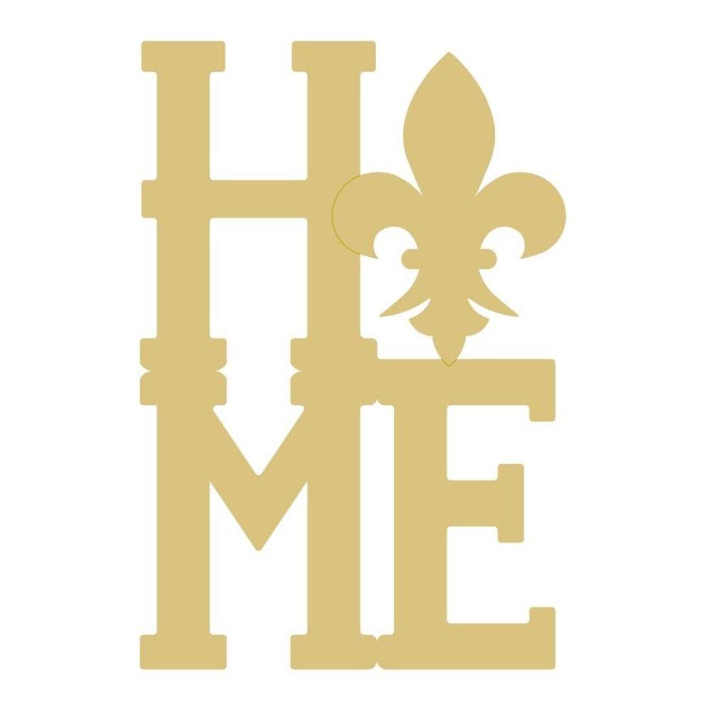 Basic Shape Monogram MDF Cutout HOME Fleur De Lis - Unfinished For DIY