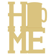 Basic Shape Word MDF Cutout Home With Mug - Unfinished For DIY