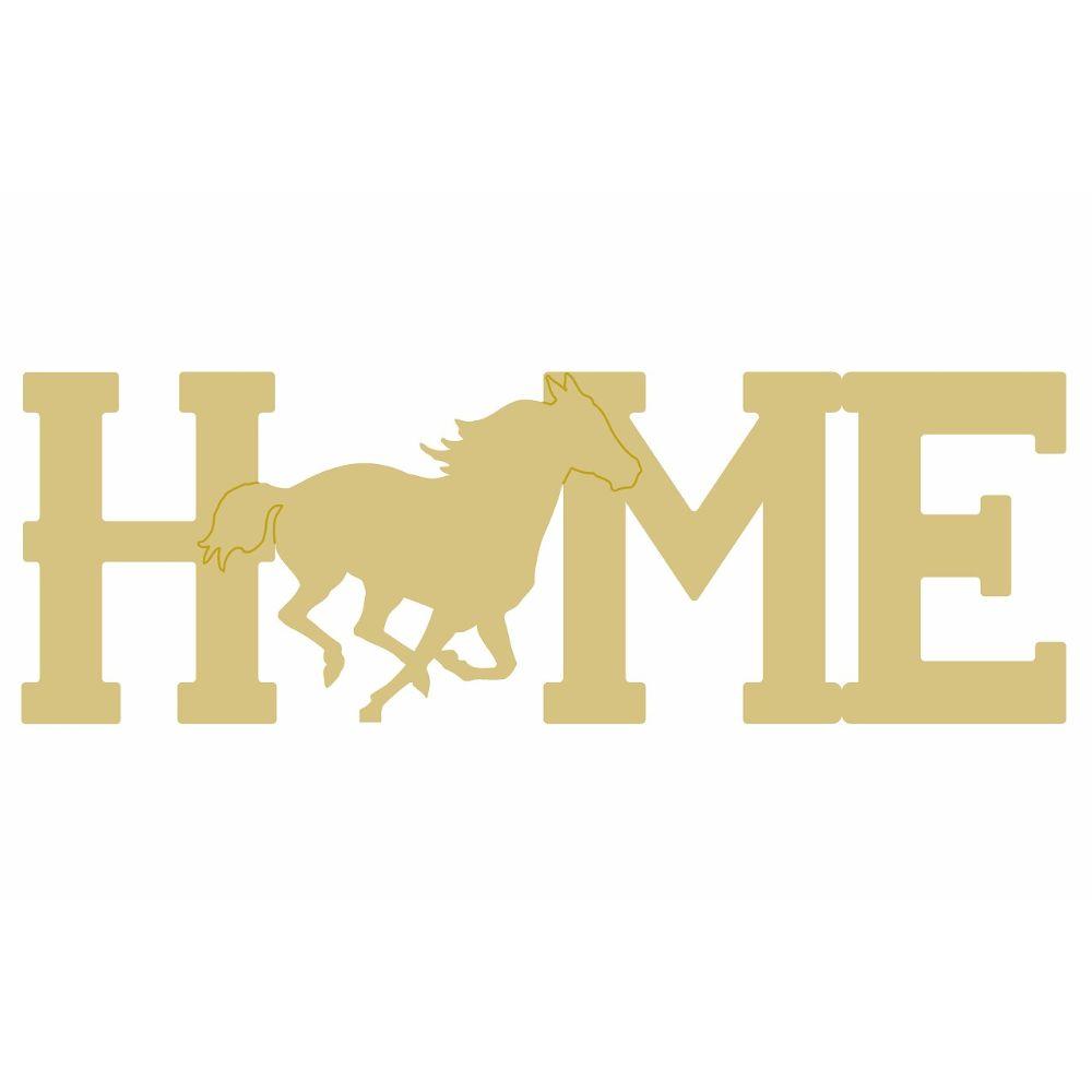 Basic Shape Home MDF Cutout HOME Running Horse - Unfinished For DIY