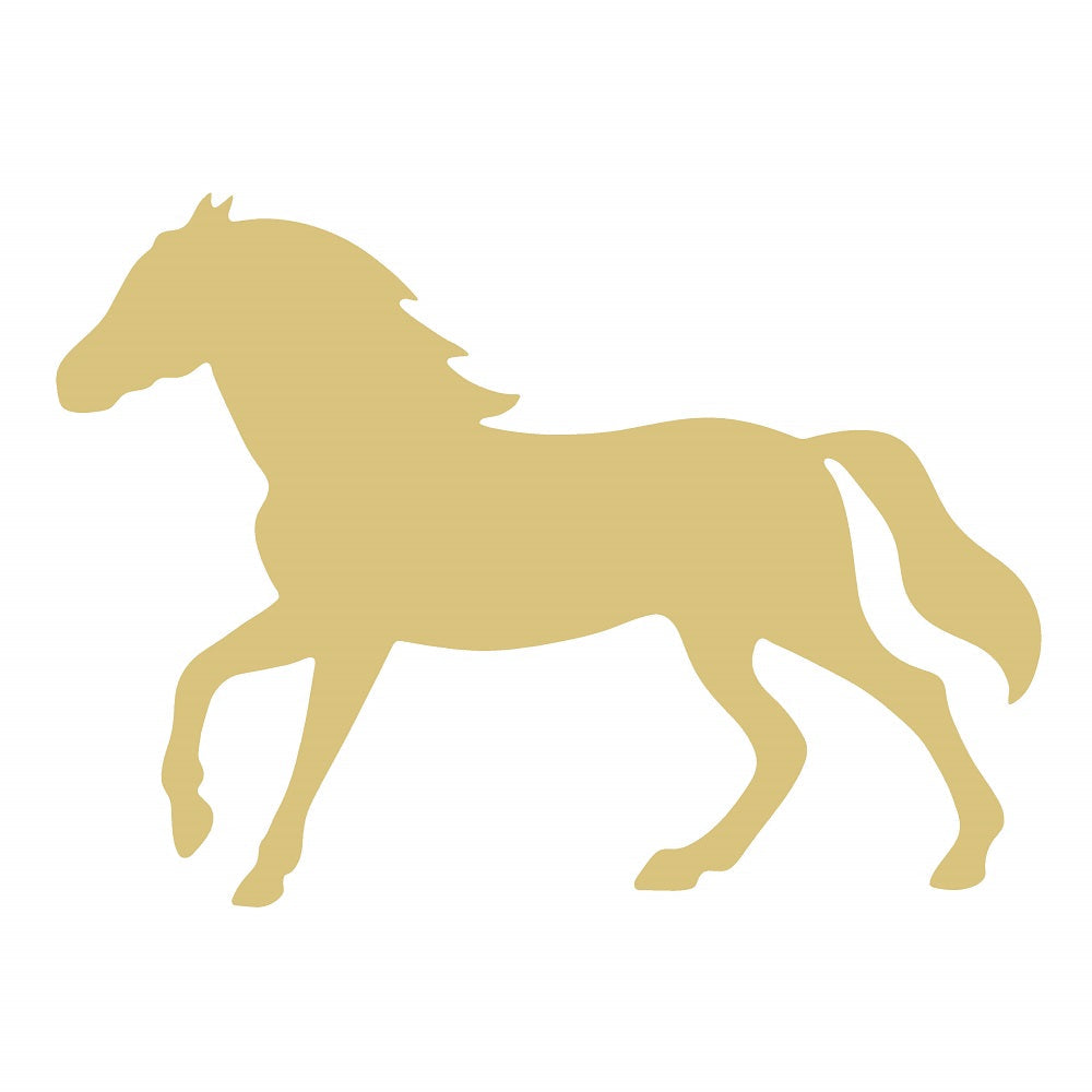 Basic Shape Horse MDF Cutout Galloping Silhouette Style 11 - Unfinished For DIY