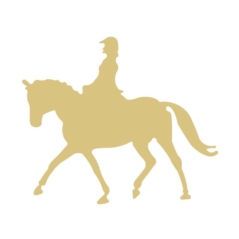 Basic Shape Horse With Rider MDF Cutout Equestrian Silhouette - Unfinished For DIY