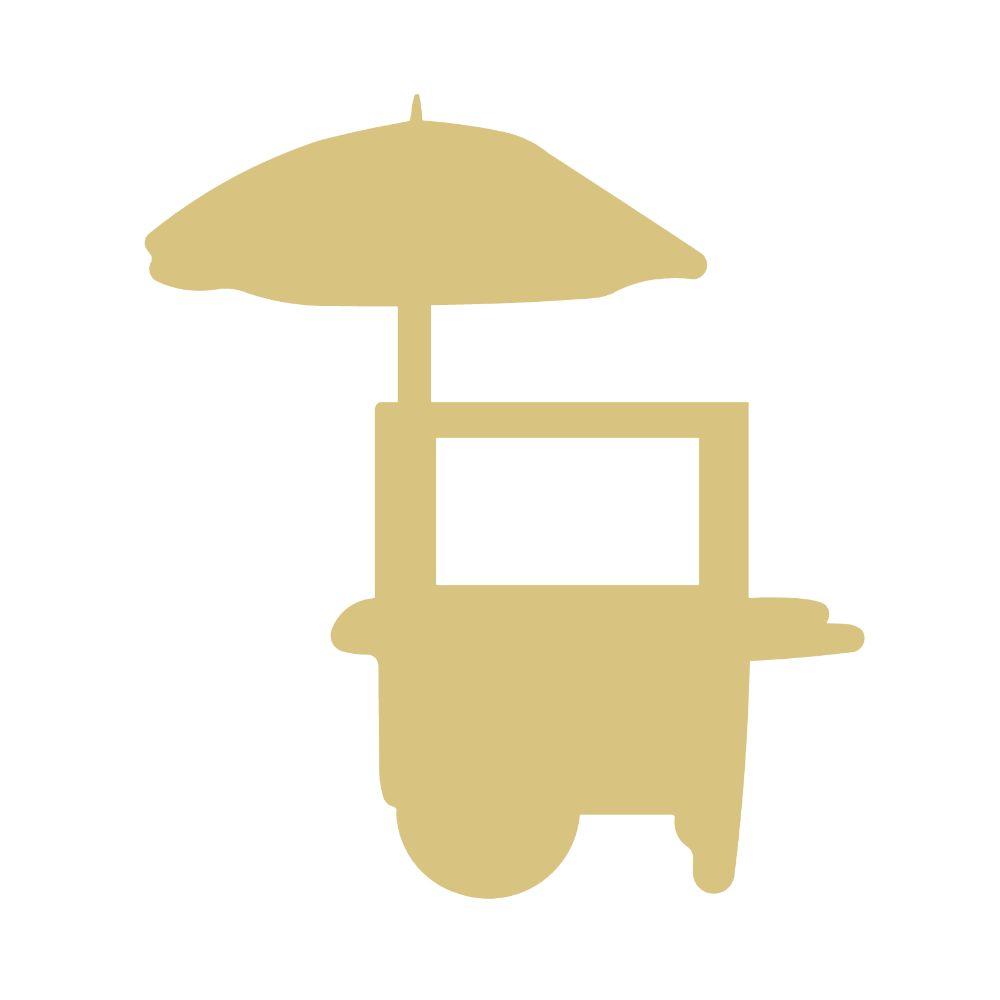 Basic Shape Hotdog Stand MDF Cutout Umbrella Vendor Cart Silhouette - Unfinished For DIY
