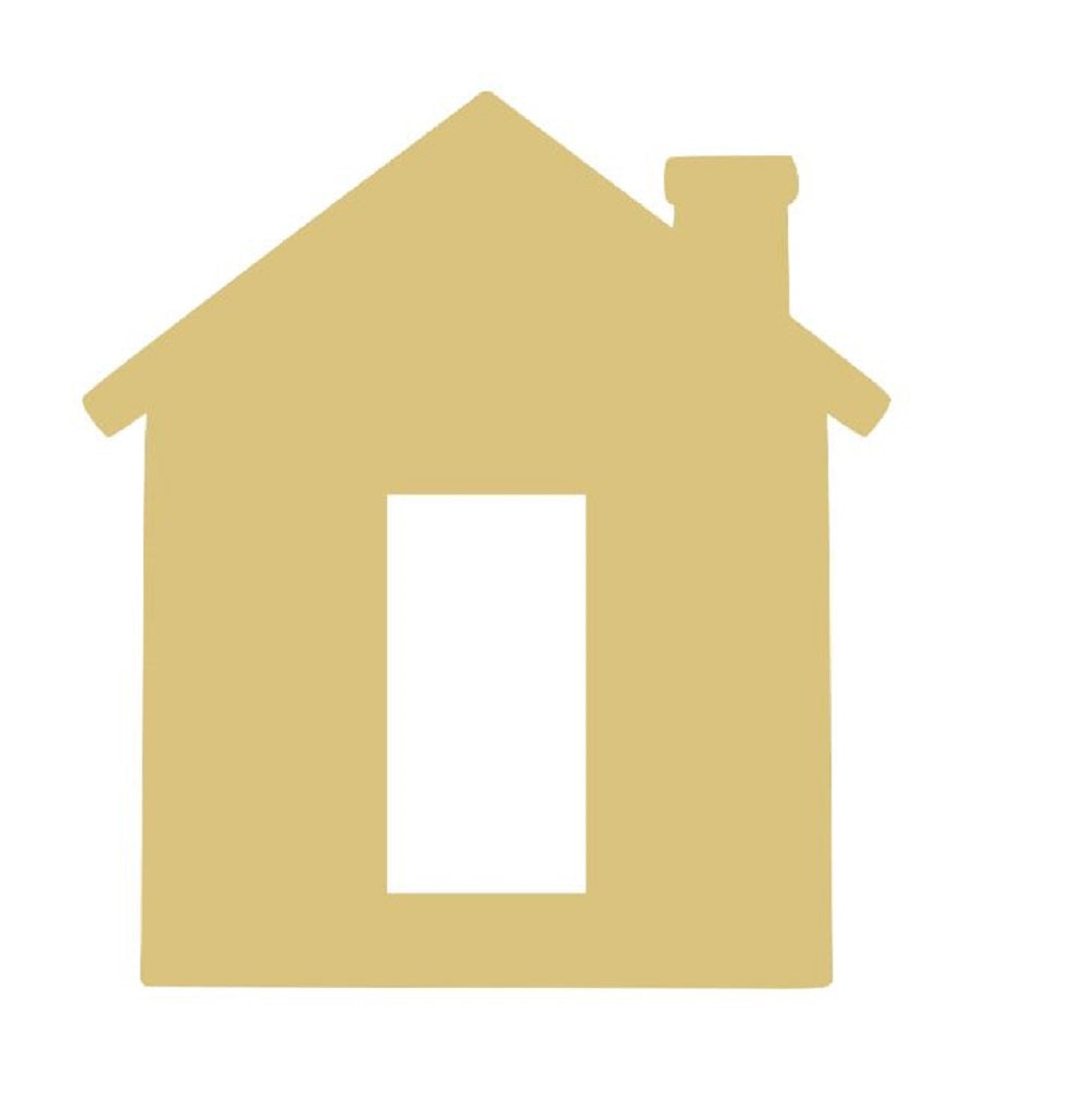 Basic Shape House MDF Cutout Chimney Silhouette - Unfinished For DIY
