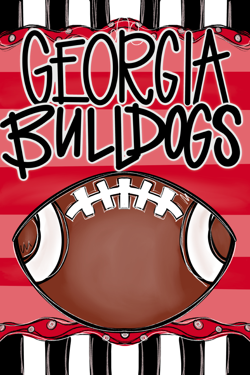 HANWRITTEN GEORGIA BULLDOGS WITH FOOTBALL