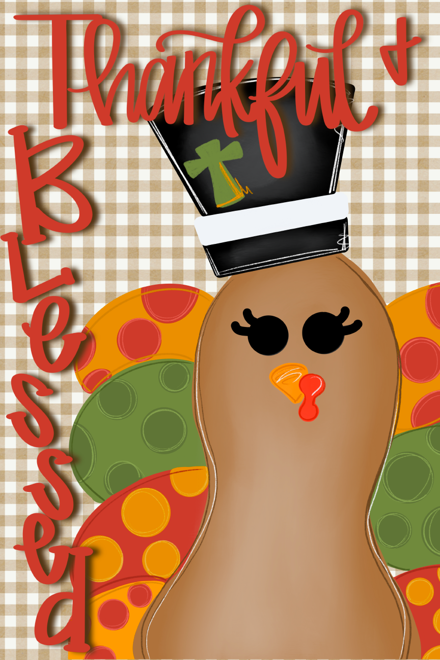 HANWRITTEN THANKFUL AND BLESSED TURKEY