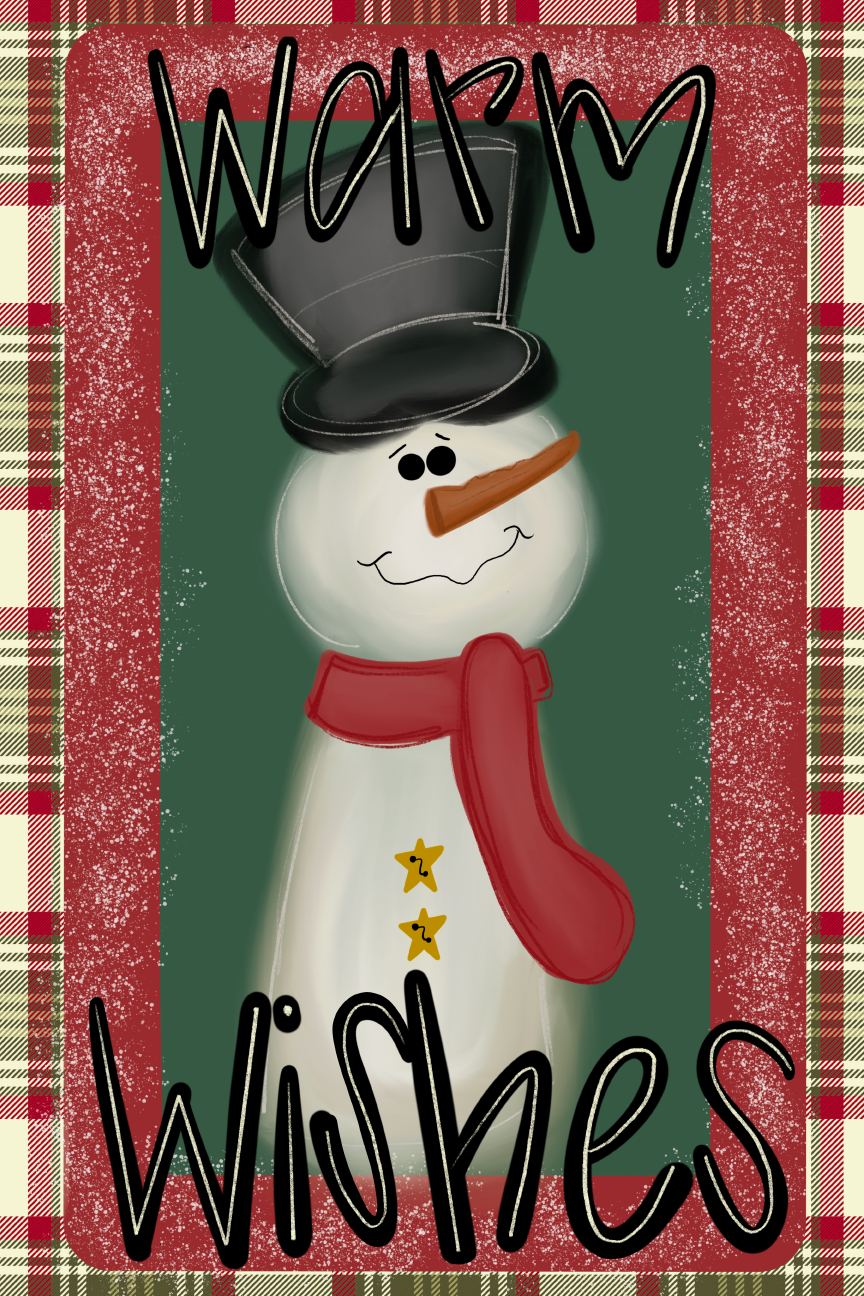 HANWRITTEN WARM WISHES SNOWMAN