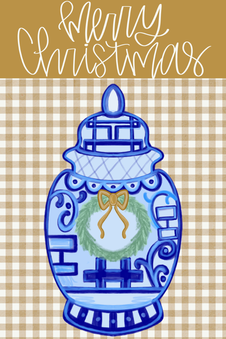 HANWRITTEN MERRY CHRISTMAS GINGER JAR