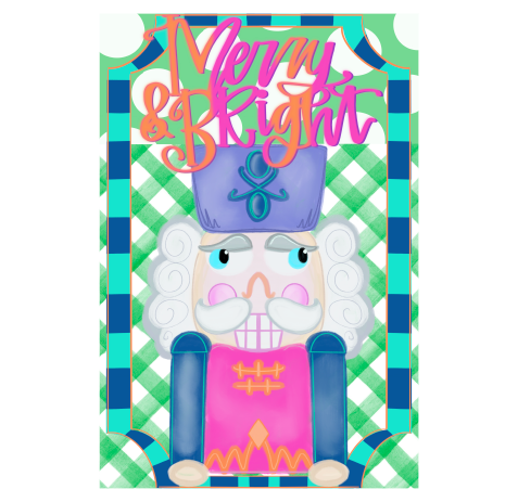 HANWRITTEN MERRY AND BRIGHT NUTCRACKER