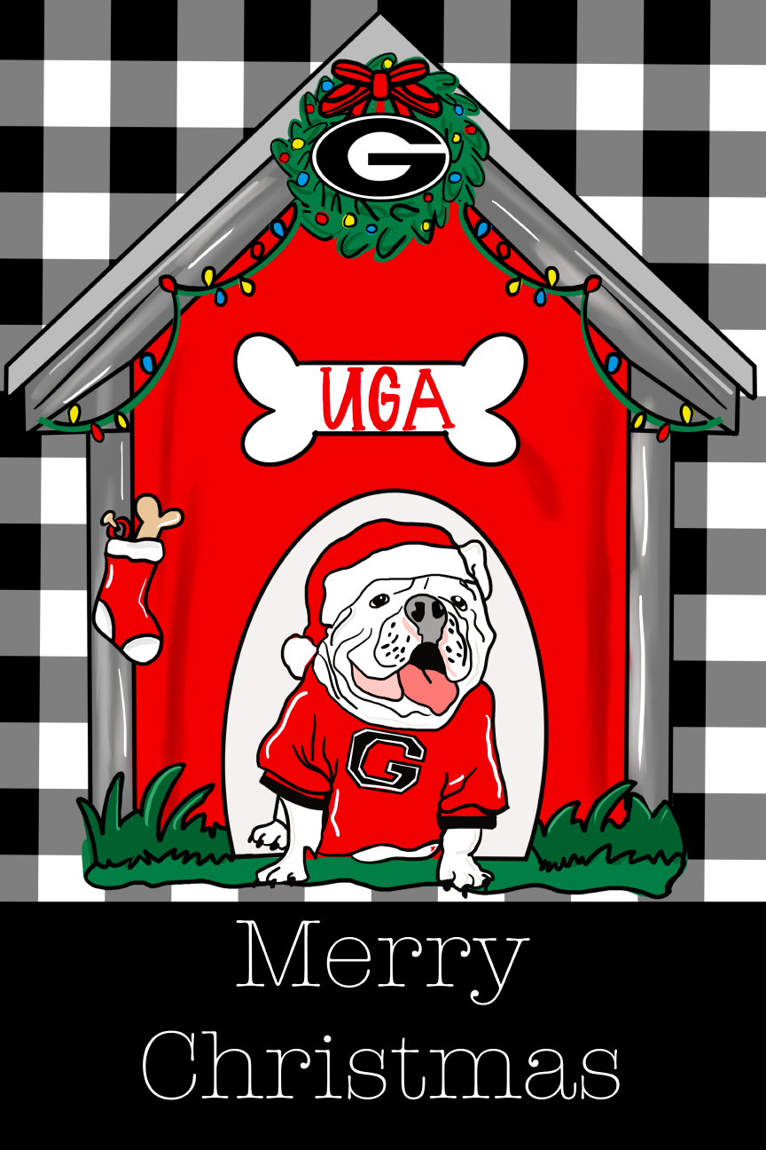 HANWRITTEN MERRY CHRISTMAS DOG HOUSE