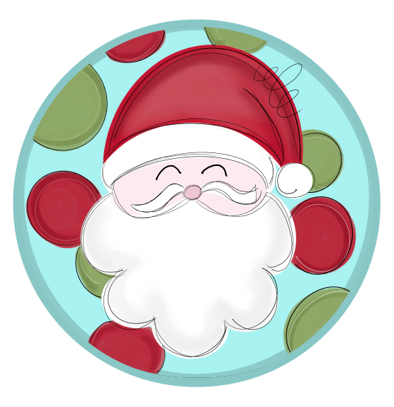 HANWRITTEN CIRCLE SANTA WITH DOTS